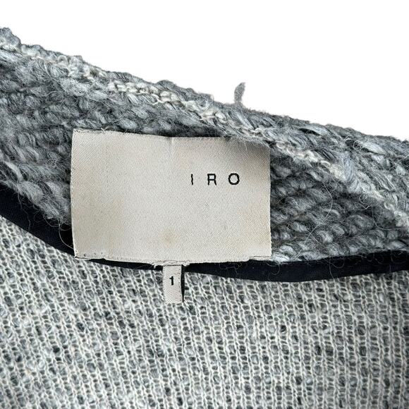 IRO Sveva Boucle Tweed Snap Front Gray Knit Jacket Women's Size 1 Small Career - Picture 4 of 14